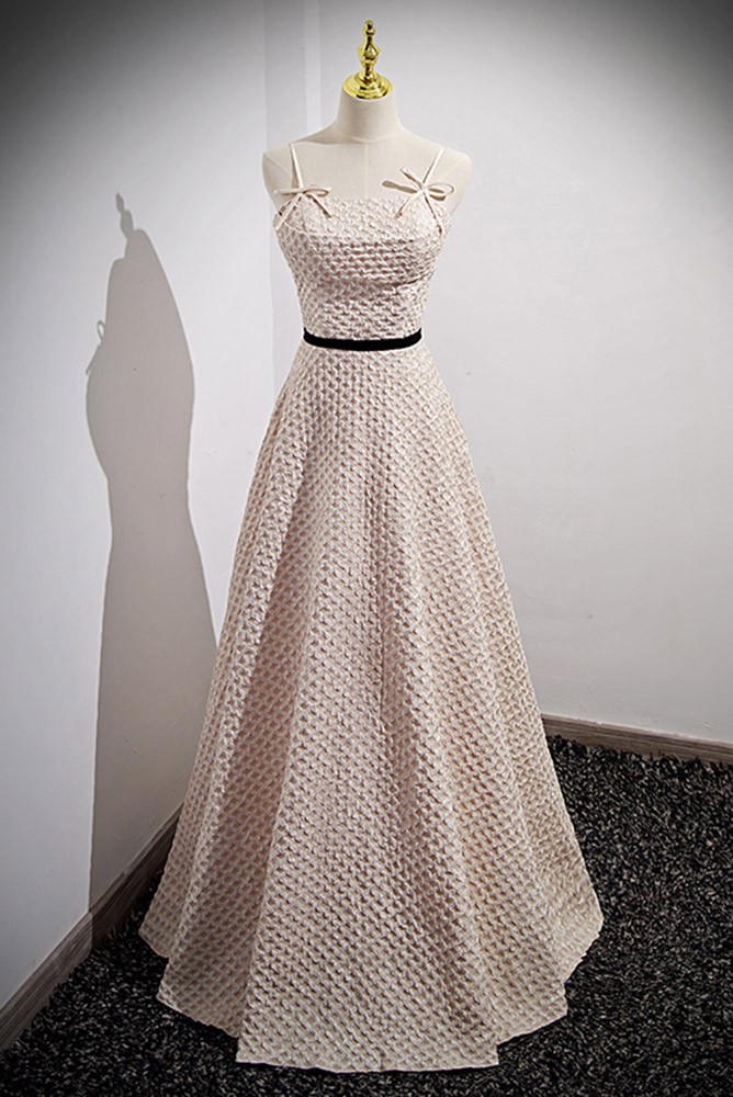 Elegant A-Line Straps Satin Long Party Dress Wedding Guest Dress, DP4252 main image 0