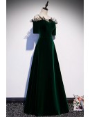 Dark Green Long Velvet Aline Formal Dress