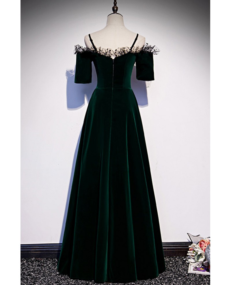 Dark Green Long Velvet Aline Formal Dress #L78251 - GemGrace.com
