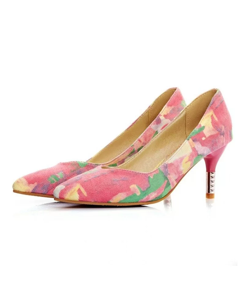 floral closed toe heels