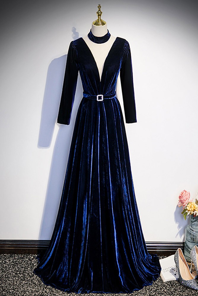 V-Back Long Velvet Dresses with Flutter Sleeves Terracotta
