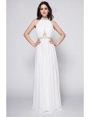 Halter Long Open Back White Goddess Formal Dress