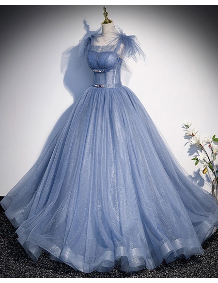 Fantasy Bling Ballgown Blue Prom Dress with Straps #L78140 - GemGrace.com