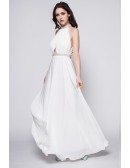 Halter Long Open Back White Goddess Formal Dress
