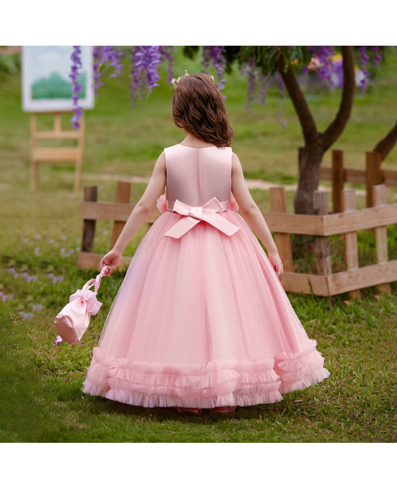 Sleeveless Long Tulle Pink Girls Formal Dress 5 Colors #MQ3612 ...