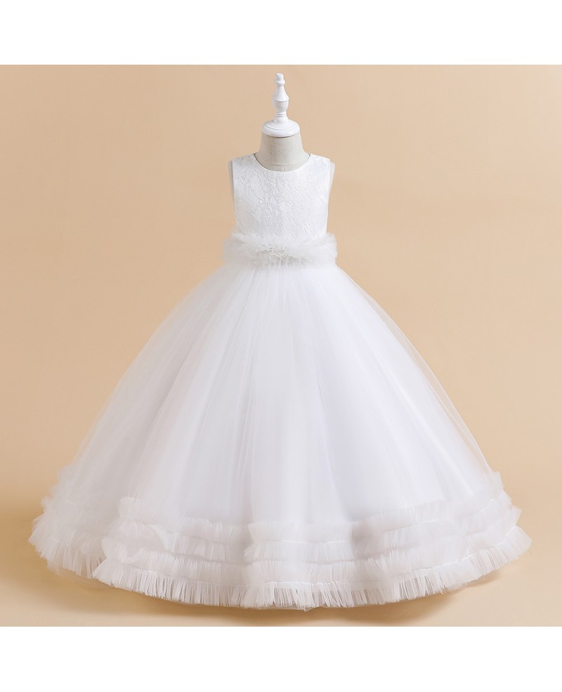 Sleeveless Long Tulle Pink Girls Formal Dress 5 Colors #MQ3612 ...