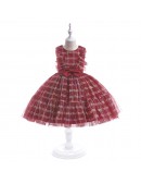 Toddler Girls Red Plaid Party Dress Sleeveless