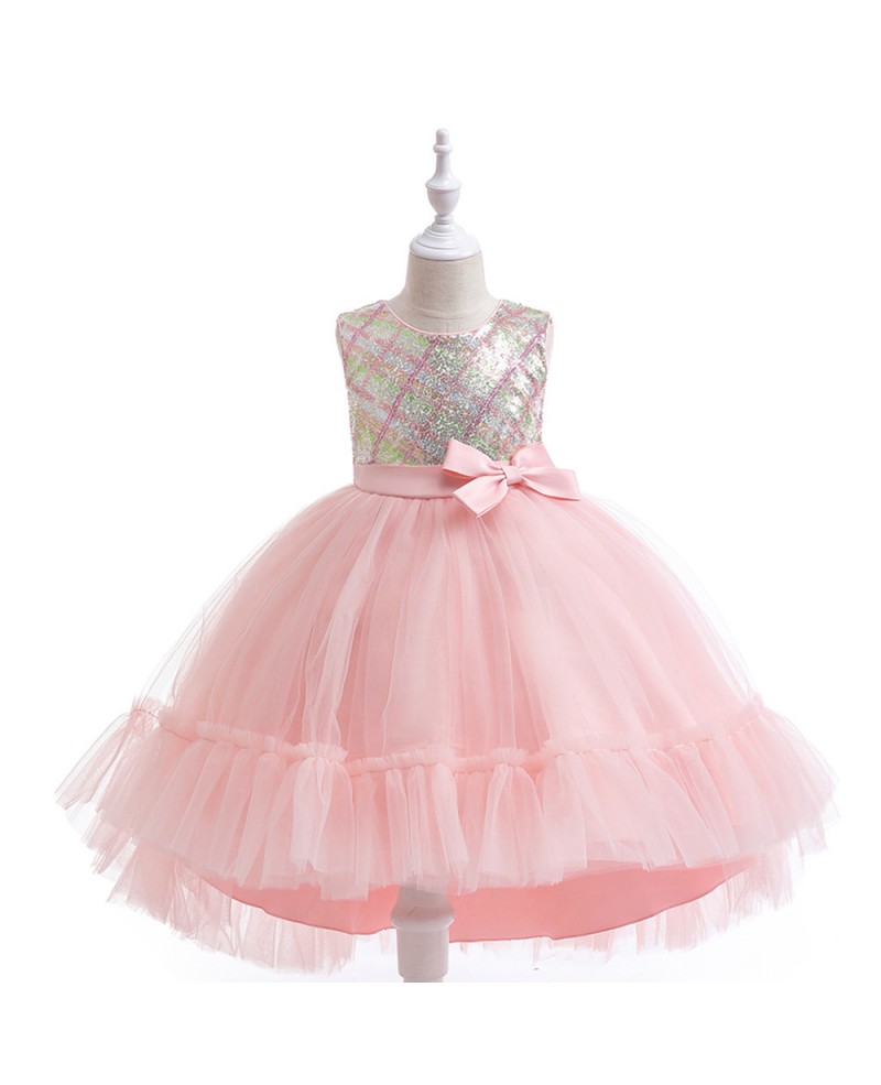 Bling Sequined And Tulle High Low Party Dress For Girls Birthday Party ...