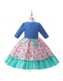 Floral Prints Girls Party Dress with Jacket