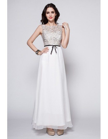 Elegant Summer Long White Lace Top Dress for Wedding