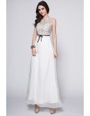 Elegant Summer Long White Lace Top Dress for Wedding