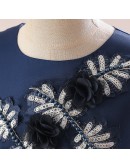 Navy Blue Ballgown Tulle Sleeveless Formal Dress For Girls