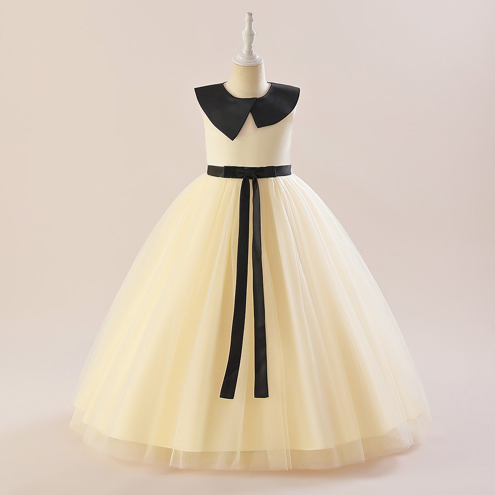 Yellow Black and White Flower Girl Dress