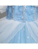 Cosplay Sky Blue Ballgown Princess Dress For Girls