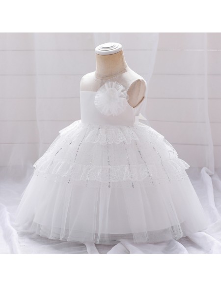 Baby Girls White Tulle Birthday Party Dress