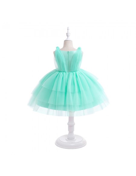 Toddler Girls Sky Blue Tulle Party Dress with Bows 4 Colors