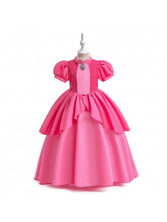 Hot Pink Ballgown Princess Cosplay Party Dress For Children