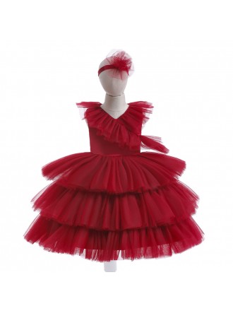 Sleeveless Puffy Tulle Party Dress For Little Girls