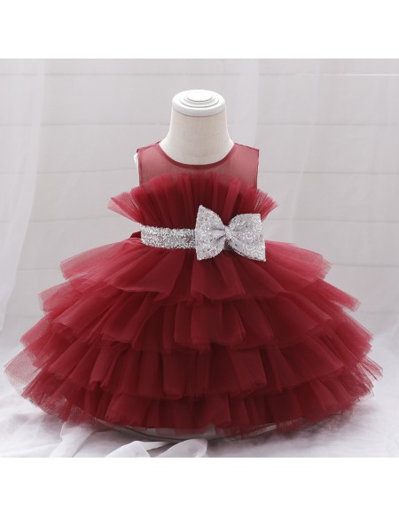 Baby Girls Tutus Party Dress with Sequined Bow