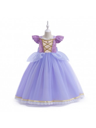 Children's Princess Cosplay Halloween Purple Party Dress