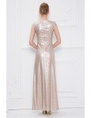 Gorgeous A-Line Sequined Long Evening Dress With Cap Sleeves