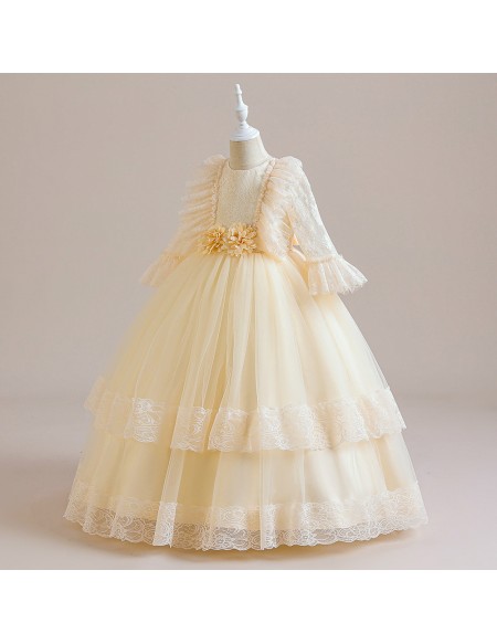Princess Lace Tulle Ballgown Formal Dress For Girls