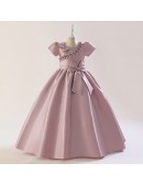 Children Girls Formal Long Party Dress with Short Sleeves