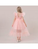 Children Girls Pink Tulle Party Dress with Sash