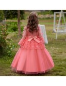 Childen's Formal Long Tulle Girl Party Dress with Flowers