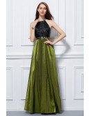 Chic A-Line Taffeta Long Prom Dress With Sequines