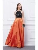 Chic A-Line Taffeta Long Prom Dress With Sequines