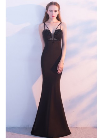 Long Mermaid Formal Dress with Sequined Vneck Straps