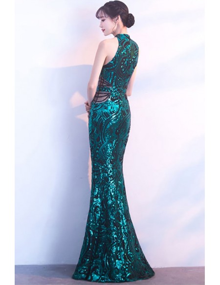 Long Halter Fitted Mermaid Formal Dress with Cutout #LNC16 - GemGrace.com