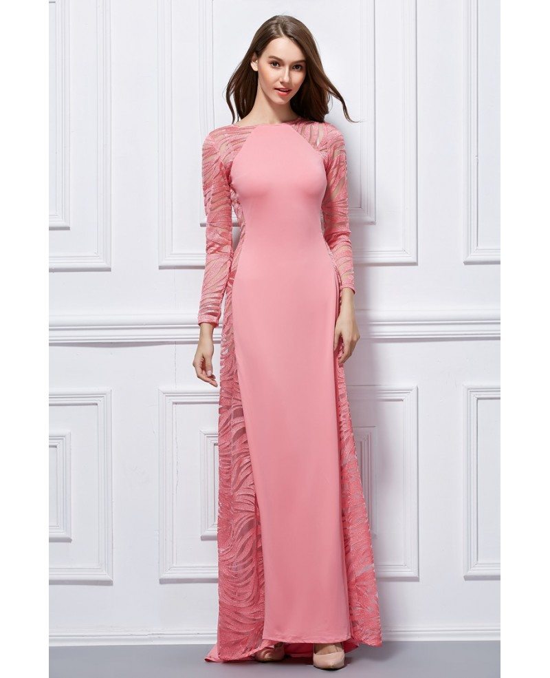 Elegant A-Line Cotton Evening Dress With Long Sleeves #CK427 $109.6 ...