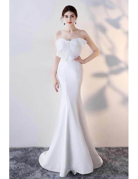Strapless Mermaid Long Evening Dress with Bow Knot