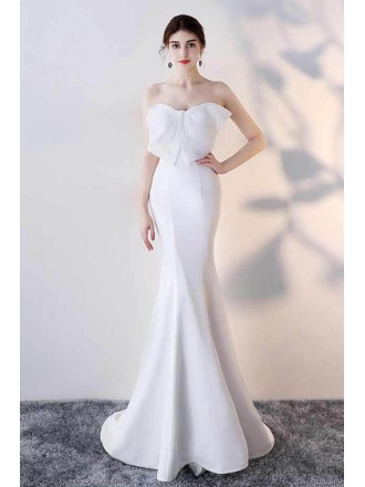 Strapless Mermaid Long Evening Dress with Bow Knot