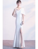 Classy Vneck Mermaid Evening Dress with Cape Sleeves