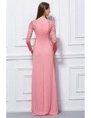 Elegant A-Line Cotton Evening Dress With Long Sleeves