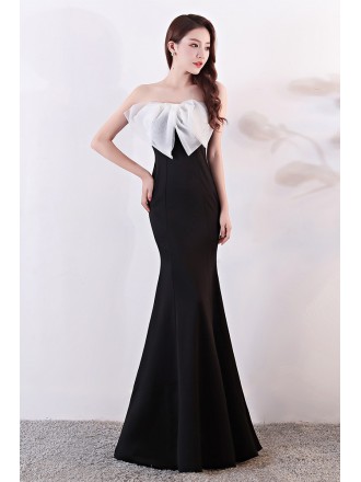 Strapless Mermaid Long Formal Dress with Bow Knot Design