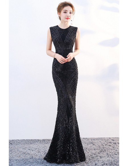 Stunning Fitted Mermaid Sequined Embroidery Evening Dress Sleeveless