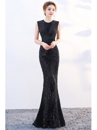 Stunning Fitted Mermaid Sequined Embroidery Evening Dress Sleeveless