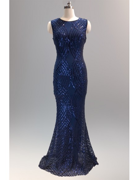 Stunning Fitted Mermaid Sequined Embroidery Evening Dress Sleeveless
