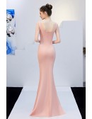Sexy Vneck Split Front Mermaid Prom Dress with Sequined Sleeves
