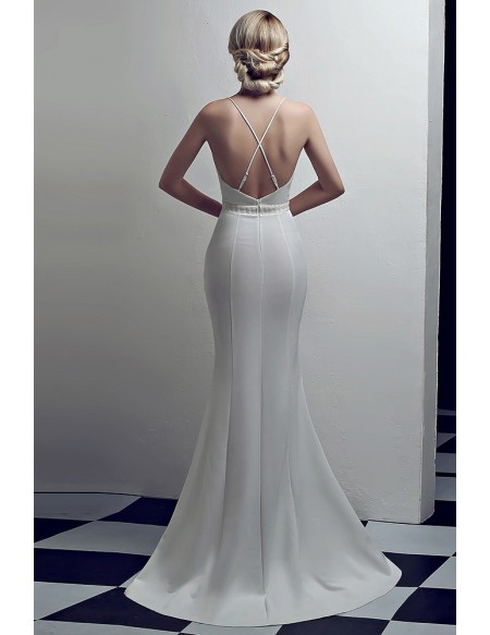 Fitted Mermaid Long Prom Dress Backless with Open Back