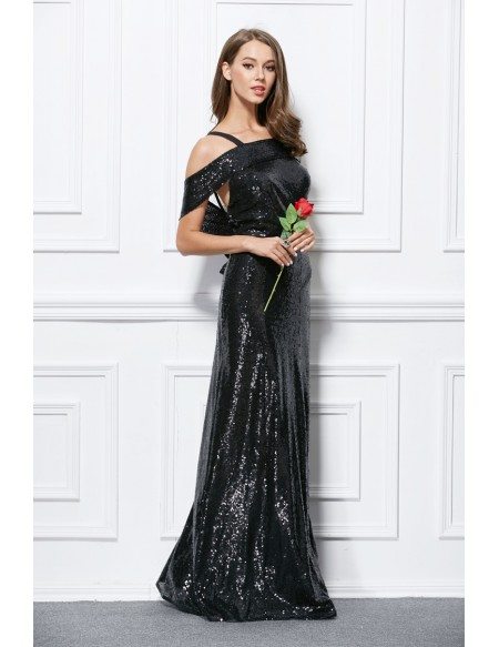 Elegant Sheath Sequined Long Evening Dress With Open Back