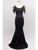 Mermaid Long Fitted Formal Dress with Sequined Sleeves