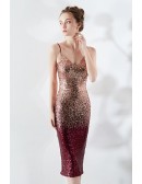 Sparkly Ombre Sequins Knee Length Party Dress