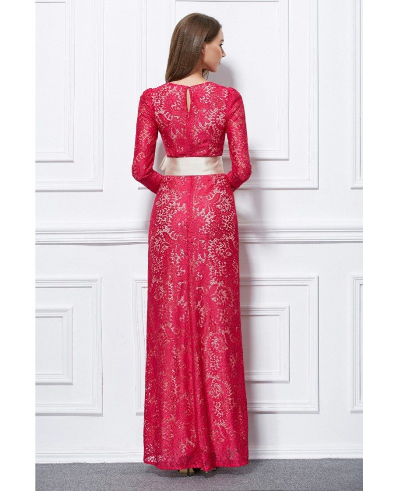 Elegant Sheath Lace Long Evening Dress With Long Sleeves #CK436 $76.5 ...