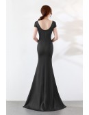 Simple Off Shoulder Mermaid Prom Dress with Split Front