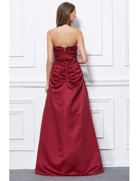 Elegant Ball-Gown Satin Pleated Long Evening Dress #CK438 $60.8 ...